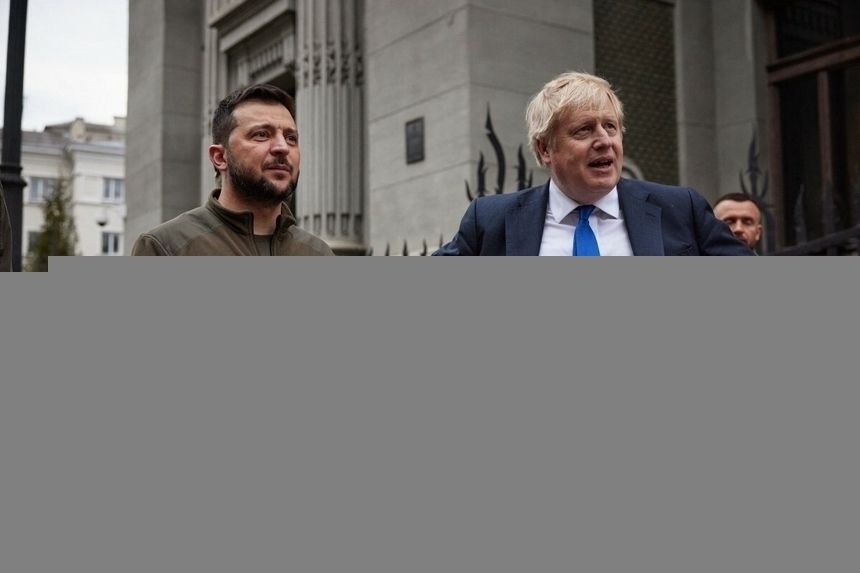 Wołodymyr Zełenski i Boris Johnson w Kijowie