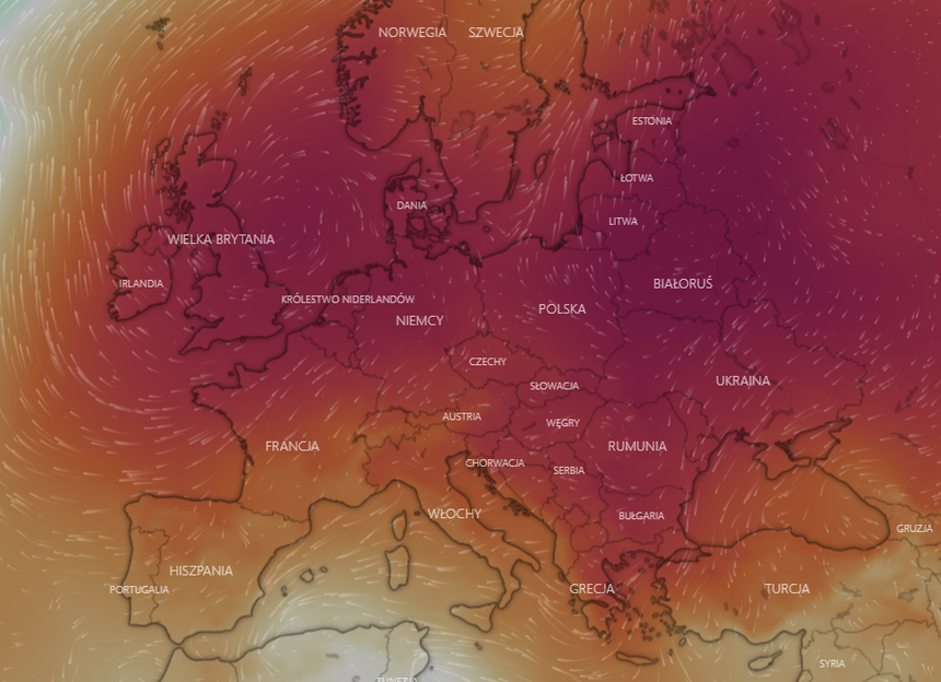 Mapa pogodowa Europy 