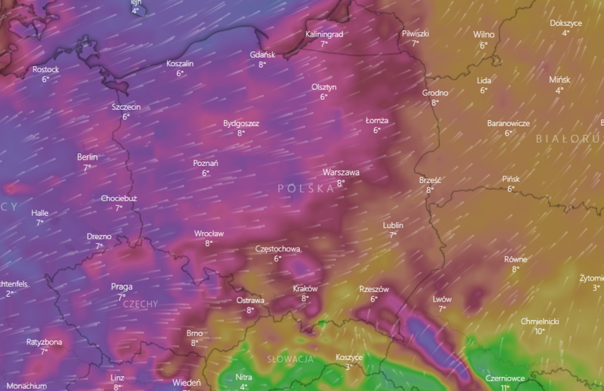Mapa pogodowa Polski
