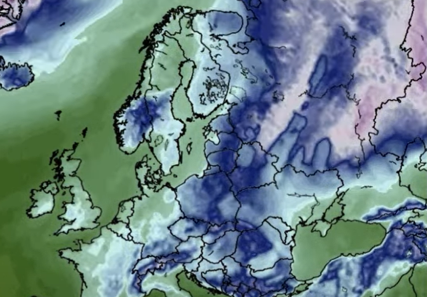Mapa temperatury w Europie