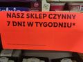informacja o otwieraniu sklepu w niedziele