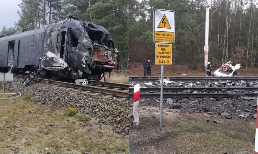 Wypadek na przejeździe w Widełce. Zginął kierowca
