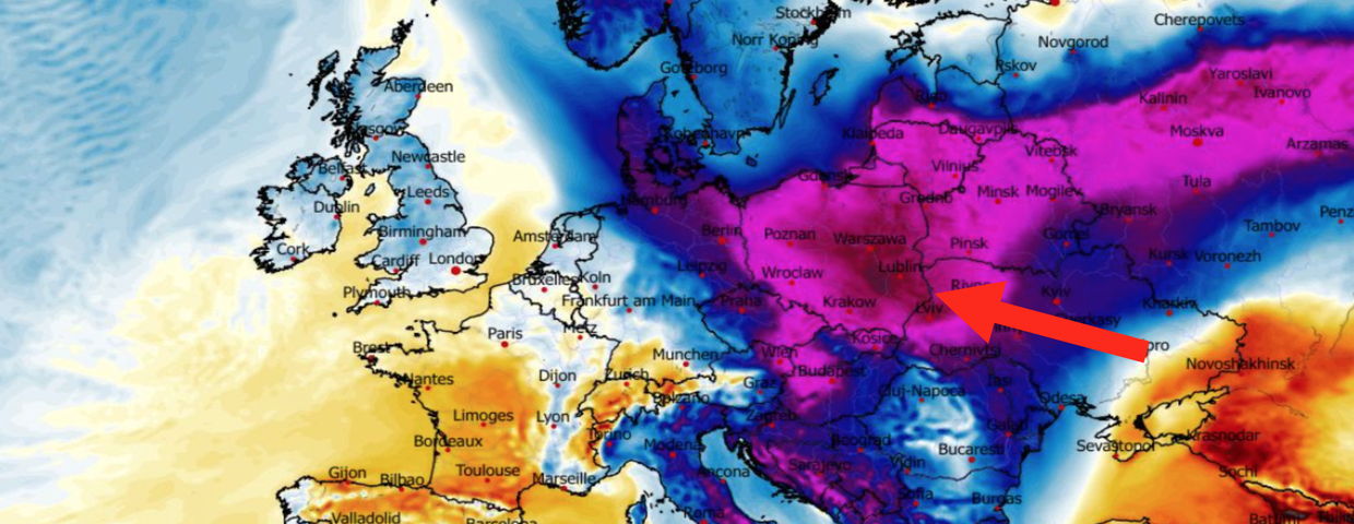 Anomalia temperatury mierzona na wysokości 2 m nad powierzchnią gruntu 18.02