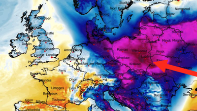Anomalia temperatury mierzona na wysokości 2 m nad powierzchnią gruntu 18.02