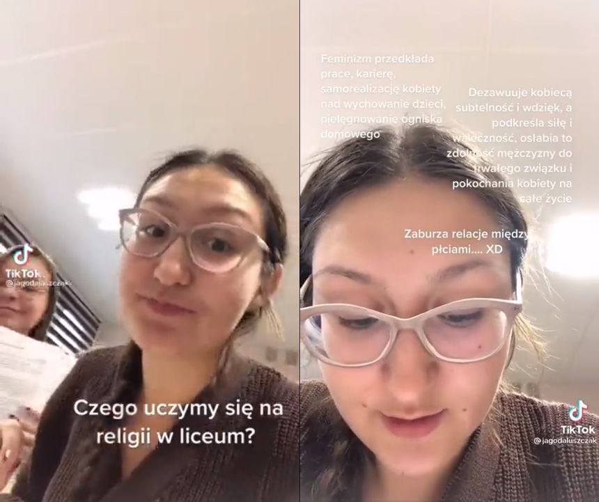 Licealistka czytająca notatki z religii