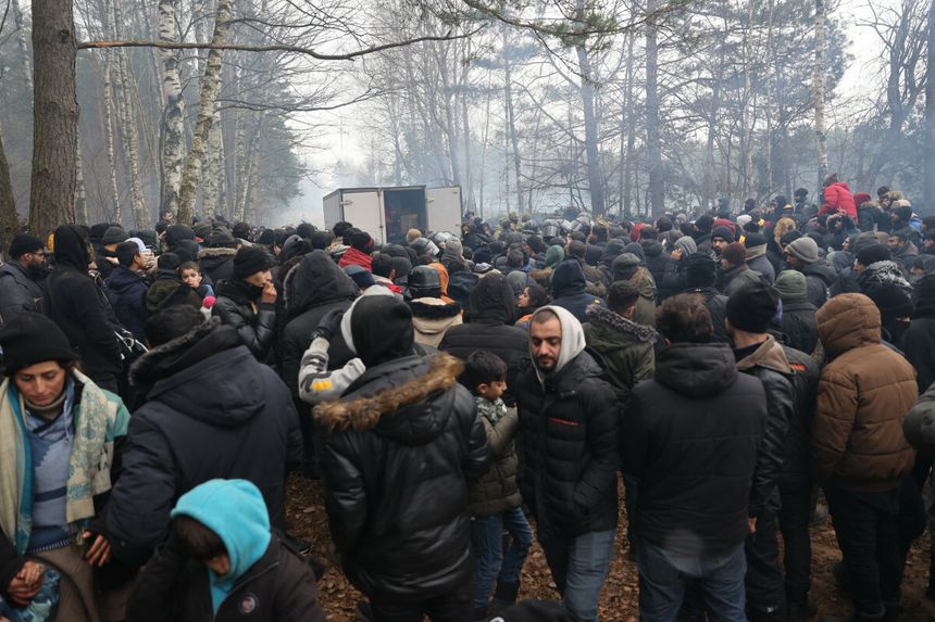 Migranci przy granicy polsko-białoruskiej
