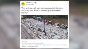 betonowy mur runął na kobietę