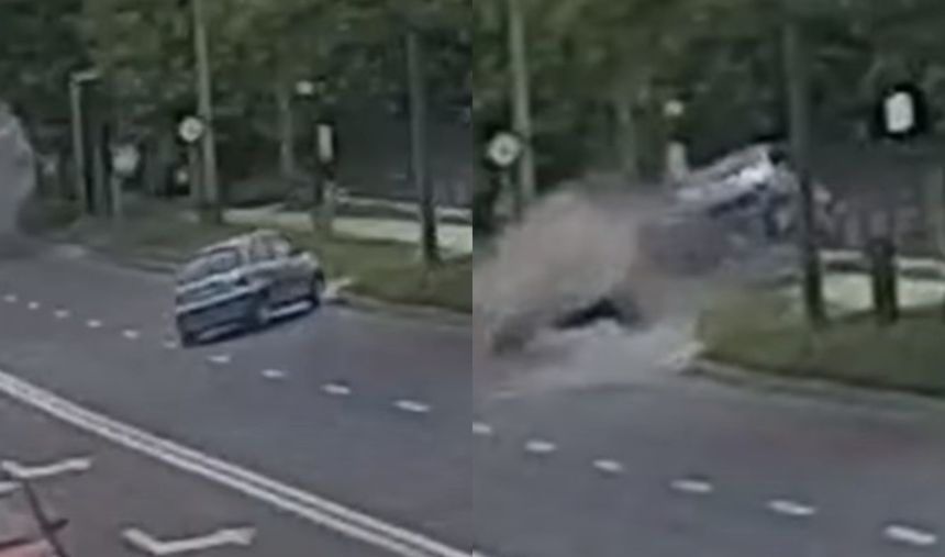 Wypadek Ruda Śląska. Samochód wybiło w powietrze