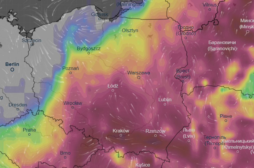 Mapa burzowa Polski