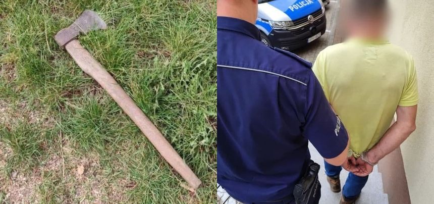 Atak siekierą na policjantów, przemoc domowa