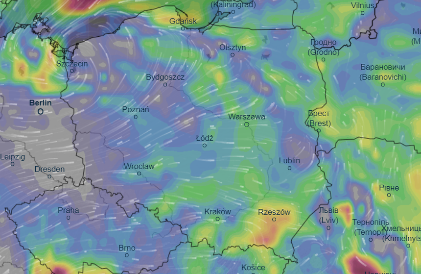 Mapa pogodowa Polski