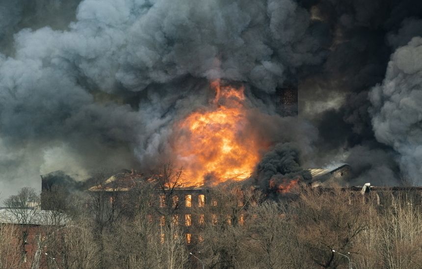 Pożar fabryki w Petersburgu