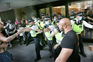 Protest przed siedzibą BBC w Londynie