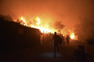 Pożar w obozie dla uchodźców Moria na Lesbos