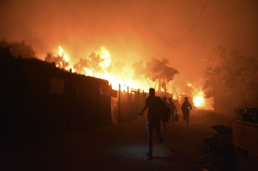Pożar w obozie dla uchodźców Moria na Lesbos