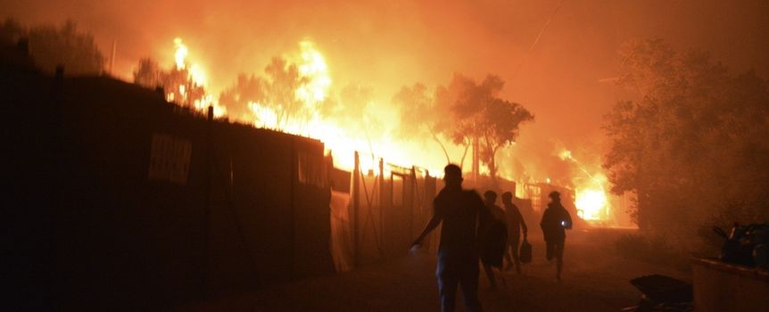 Pożar w obozie dla uchodźców Moria na Lesbos