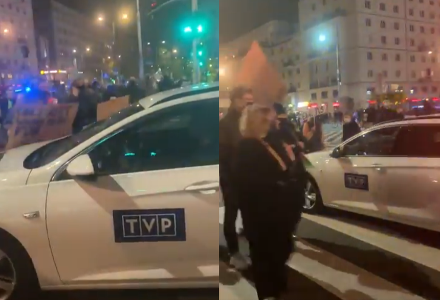 Kierowca TVP wjechał w protestujących