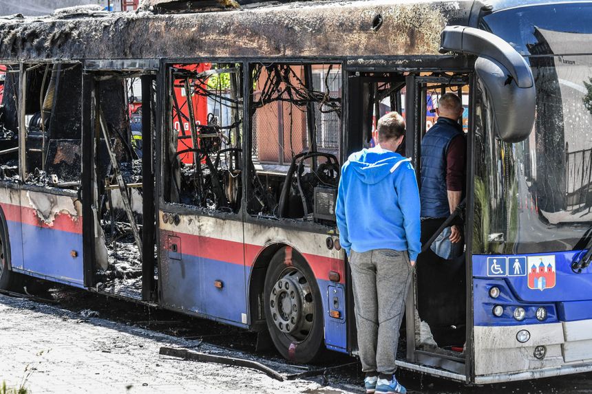 Pożar autobusu w Bydgoszczy 