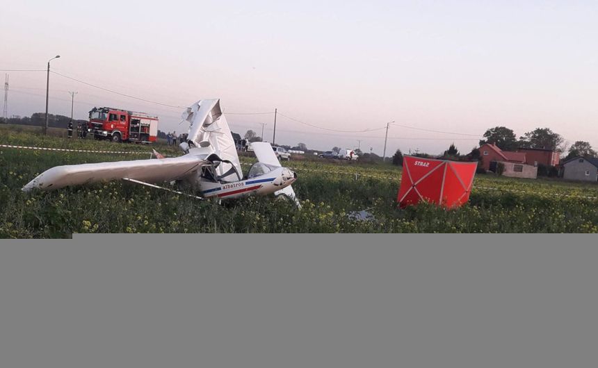 Wypadek awionetki koło Przedcza w Wielkopolsce. Nie żyje pilot