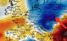 Anomalia temperatury na poziomie ciśnienia 850 hPa 15.02