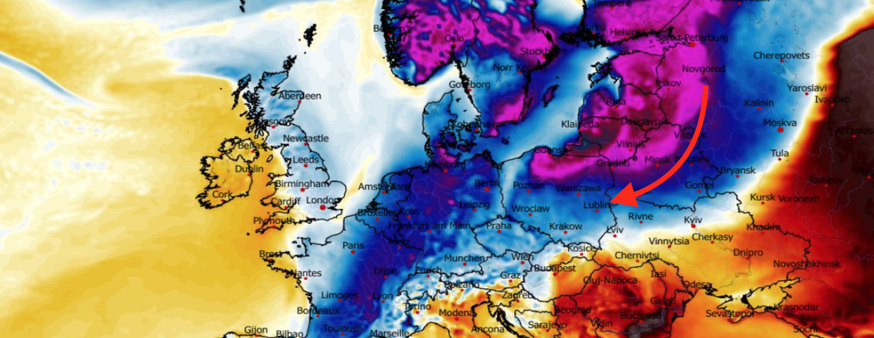 Anomalia temperatury mierzona na wysokości 2 m nad powierzchnią gruntu 15.02