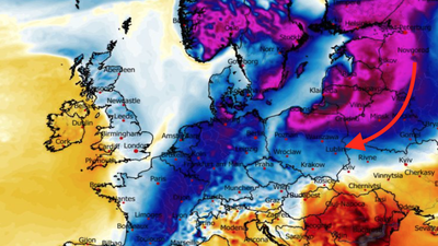 Anomalia temperatury mierzona na wysokości 2 m nad powierzchnią gruntu 15.02