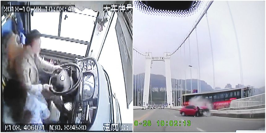 Chiny. Kierowca szarpał się z pasażerką i autobus wpadł do rzeki|undefined