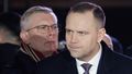 Szef BBN Sławomir Cenckiewicz (z lewej),  prezydent Karol Nawrocki