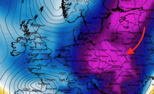 Anomalia temperatury na poziomie ciśnienia 850 hPa 22.02