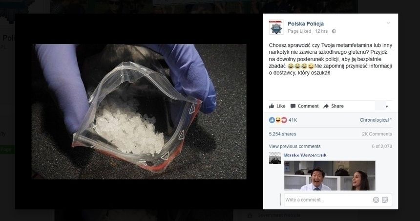 Boisz się, że twoje narkotyki zawierają gluten? Przynieś je na komisariat – zachęca policja|undefined