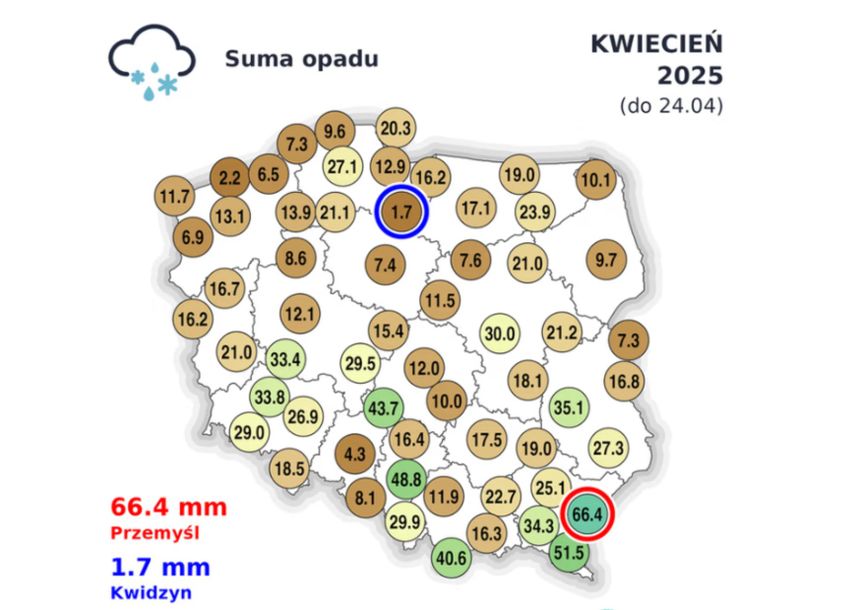 Suma opadów w kwietniu