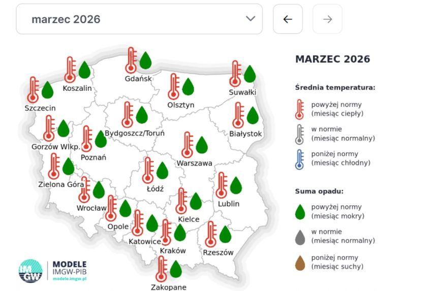 Pogoda na marzec 2026