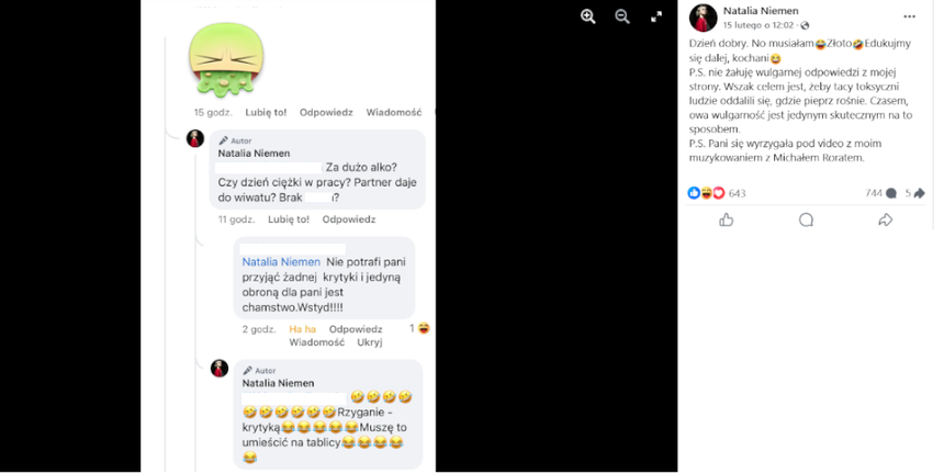 Natalia Niemen odpowiada hejterce