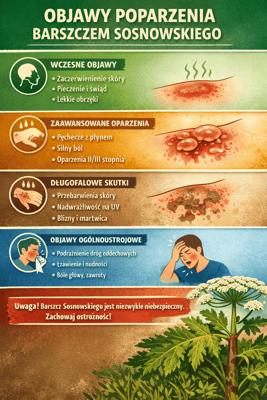 barszcz Sosnowskiego objawy poparzenia