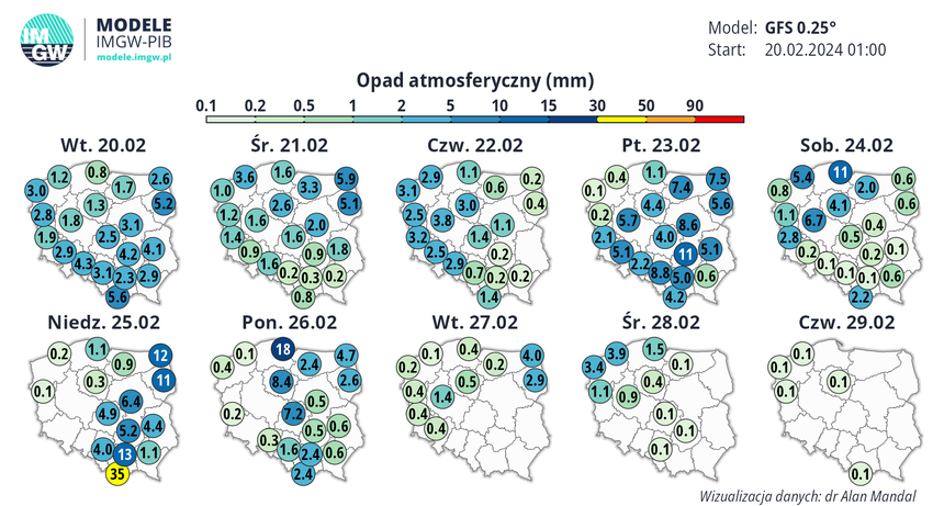 Prognoza opadów - IMGW