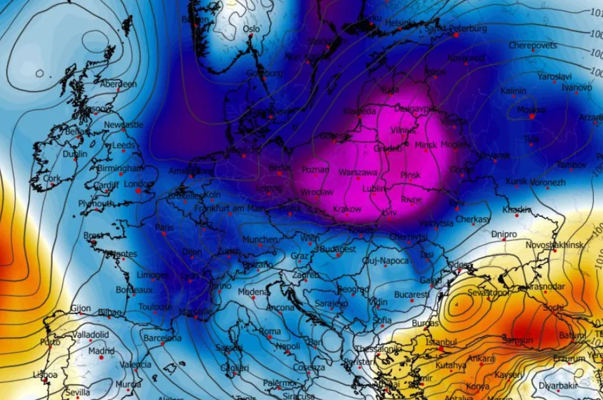 Anomalia temperatury na poziomie ciśnienia 850 hPa 11.01