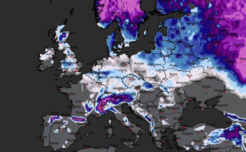Prognozowana grubość pokrywy śnieżnej 01.02
