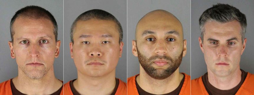 Od lewej: Derek Chauvin, Tou Thao, J. Alexander Kueng i Thomas Kiernan Lane