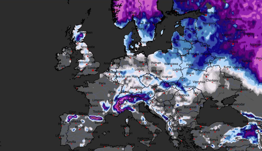 Prognozowana grubość pokrywy śnieżnej 03.02