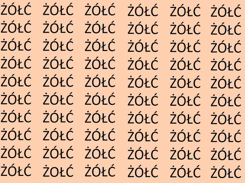 Znajdź błędnie zapisane słowo ŻÓŁĆ