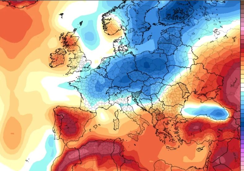Średnia anomalia temperatury wg. modelu CFS w okresie 23-30 sierpnia