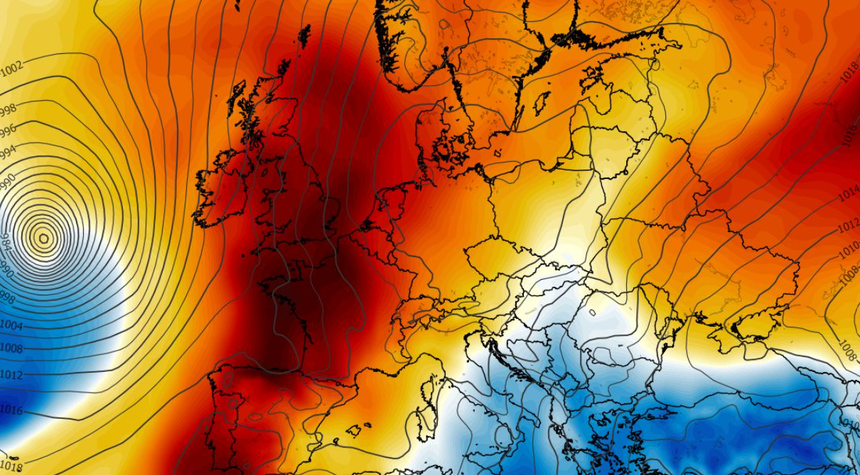 Anomalia temperatury na poziomie ciśnienia 850 hPa 21.05