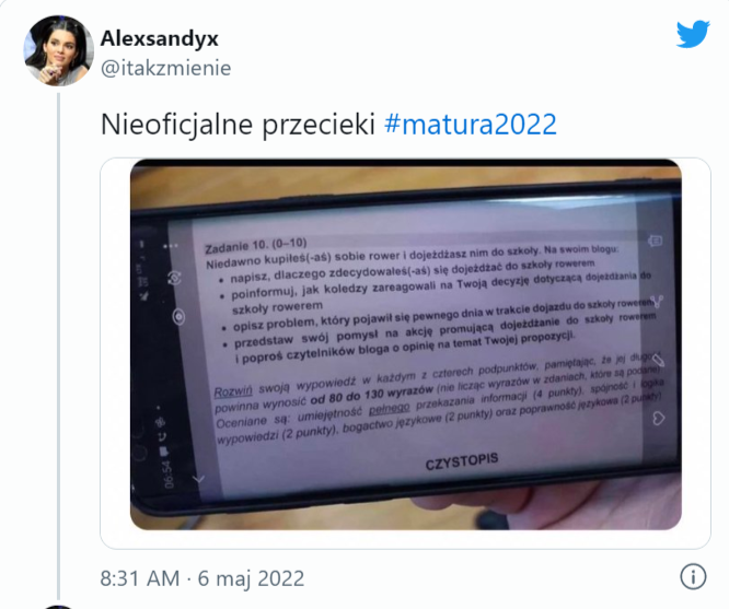 Zdjęcie tematu pracy pisemnej matury z języka angielskiego