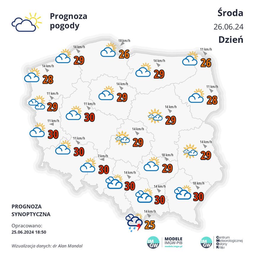 prognoza pogody na środę 26.06