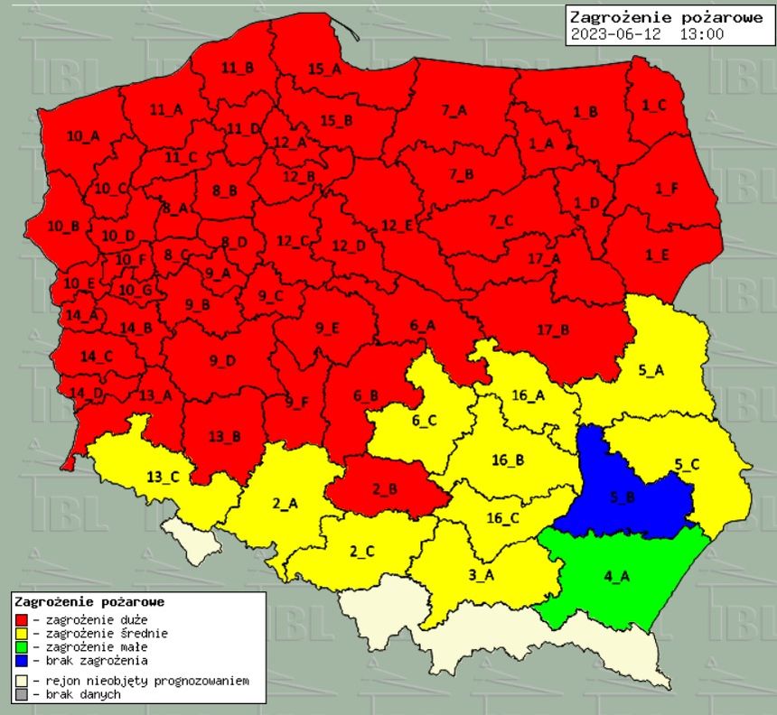 Mapa zagrożenia pożarowego w lasach