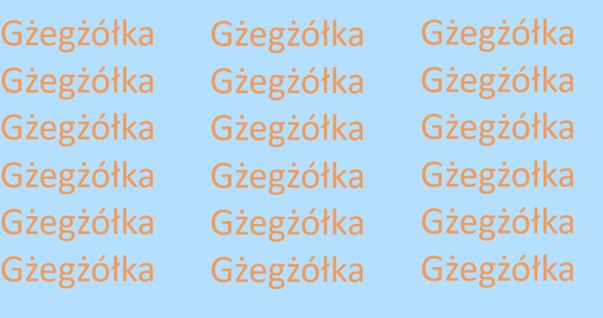 Znajdź błędnie zapisane słowo GŻEGŻÓŁKA