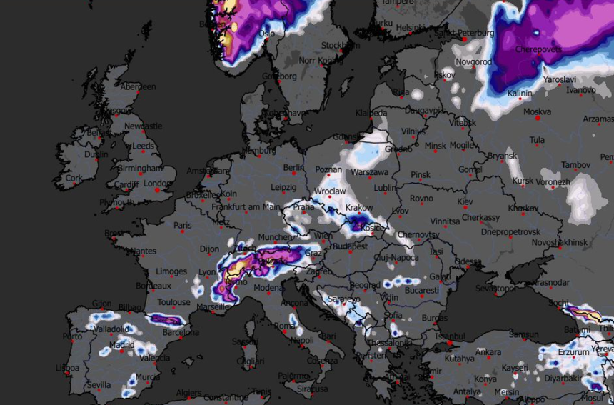 Prognozowana grubość pokrywy śnieżnej 06.12