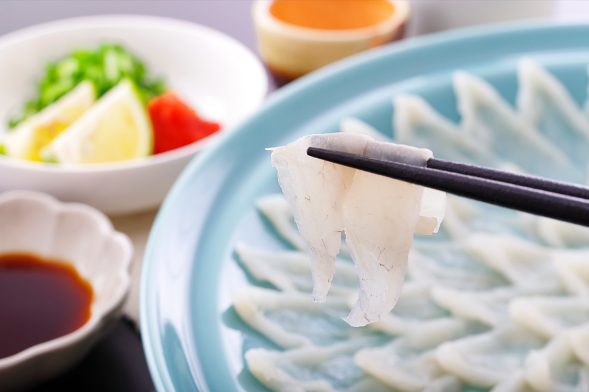 sashimi z ryby fugu