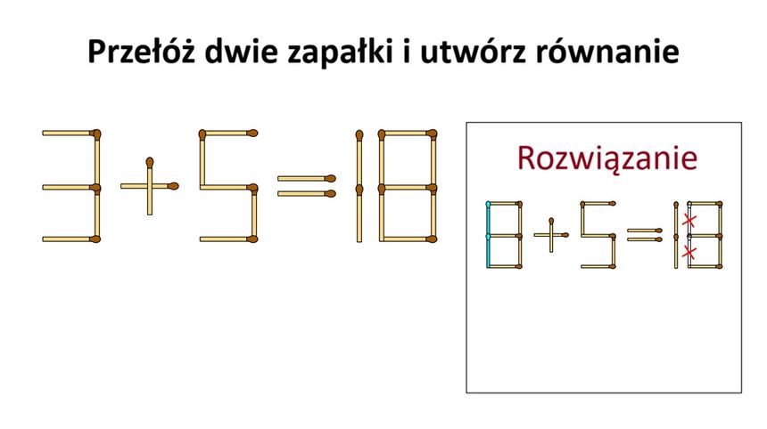 Przełóż dwie zapałki: rozwiązanie