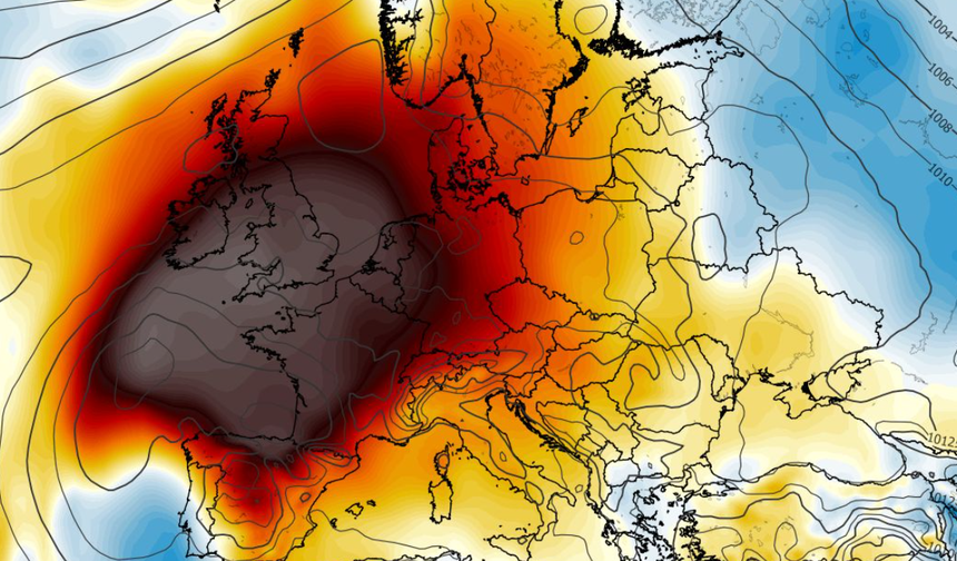 Anomalia temperatury na poziomie ciśnienia 850 hPa 24.06